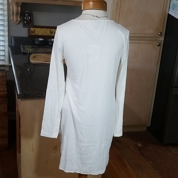 Cream Long Sleeve Dress Off White Color - Picture 5 of 6